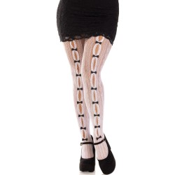 LEG AVENUE - MEDIAS CON ABERTURAS CORAZON & LAZOS BLANCO LEG AVENUE HOSIERY