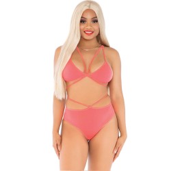 LEG AVENUE - TOP & BRAGAS CON TIRANTES CORAL LEG AVENUE SETS