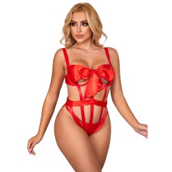 SUBBLIME - 954468 BODY SEXY CALADO CON LAZO ROJO S/M SUBBLIME BODYSTOCKINGS