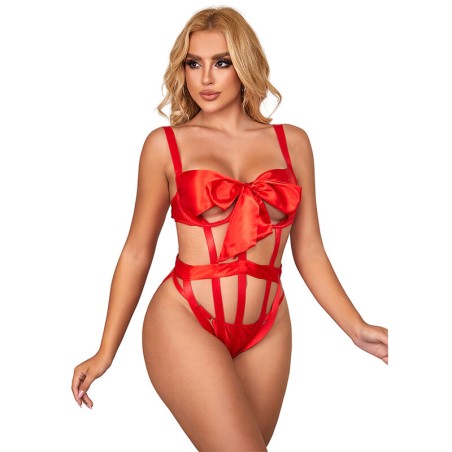 SUBBLIME - 954475 BODY SEXY CALADO CON LAZO ROJO L/XL SUBBLIME BODYSTOCKINGS