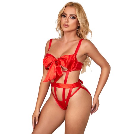 SUBBLIME - 954475 BODY SEXY CALADO CON LAZO ROJO L/XL SUBBLIME BODYSTOCKINGS