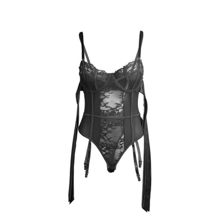 SUBBLIME - 955502 BODY DE ENCAJE CON LAZOS Y LIGAS NEGRO L/XL SUBBLIME BODIES