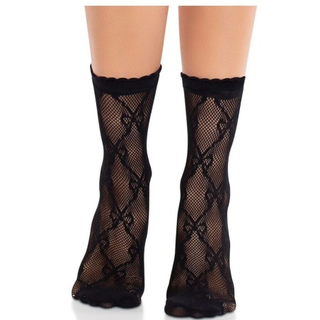 LEG AVENUE - CALCETINES DE ENCAJE DE LAZOS NEGRO LEG AVENUE HOSIERY