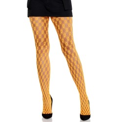 LEG AVENUE - MALLAS DE ENCAJE CON OJALES NARANJA NEÓN LEG AVENUE HOSIERY