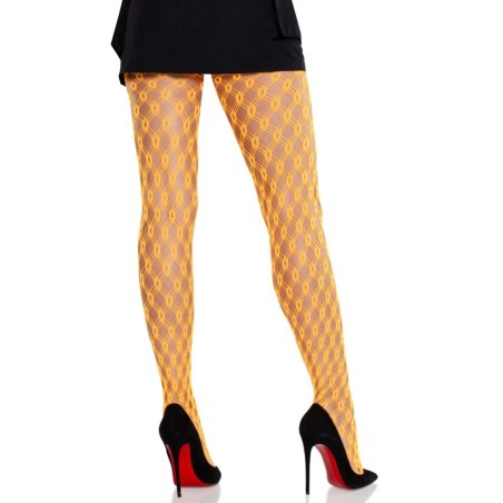 LEG AVENUE - MALLAS DE ENCAJE CON OJALES NARANJA NEÓN LEG AVENUE HOSIERY