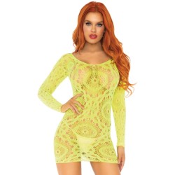 LEG AVENUE - MINI VESTIDO DE ENCAJES MANGA LARGA NEON TALLA ÚNICA LEG AVENUE DRESSES 2