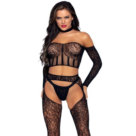 LEG AVENUE - SET TRES PIEZAS TALLA ÚNICA LEG AVENUE BODYSTOCKINGS