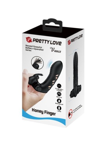 PRETTY LOVE - VANCE FUNDA DEDO VIBRADOR CONEJO NEGRO 