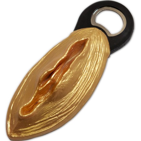 DIABLO PICANTE - ABRIDOR NEGRO CON FORMA VAGINA DORADO DIABLO PICANTE