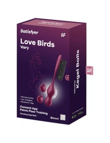 SATISFYER - LOVE BIRDS VARY BOLAS VIBRADORES APP GRATUITA ROJO VINO 