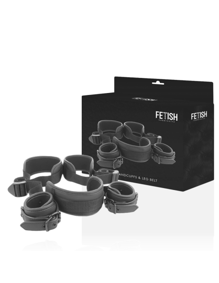 FETISH SUBMISSIVE - POSICIÓN PIERNAS ABIERTAS CON ESPOSAS CON FORRO DE NEOPRENO 
