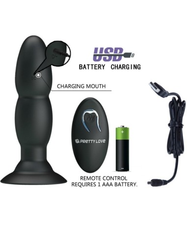 PRETTY LOVE - PLUG VIBRADOR Y ROTACIÓN POR CONTROL REMOTO 
