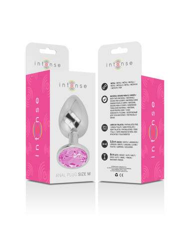 INTENSE - PLUG ANAL METAL ALUMINIO CON CRISTAL ROSA TALLA M 