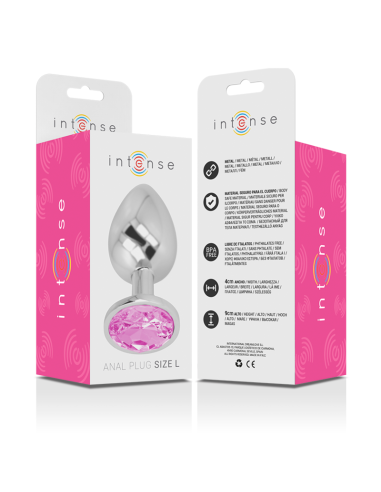 INTENSE - PLUG ANAL METAL ALUMINIO CON CRISTAL ROSA TALLA L 