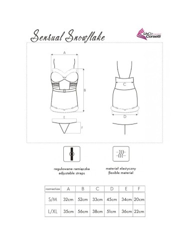 LIVCO CORSETTI FASHION - SENSUAL SNOWFLAKE LC 90603 CAMISA + TANGA + DIADEMA NAVIDEÑA S/M 
