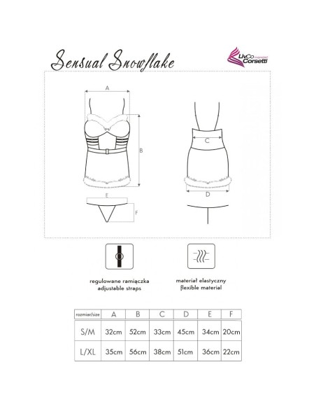 LIVCO CORSETTI FASHION - SENSUAL SNOWFLAKE LC 90603 CAMISA + TANGA + DIADEMA NAVIDEÑA S/M 