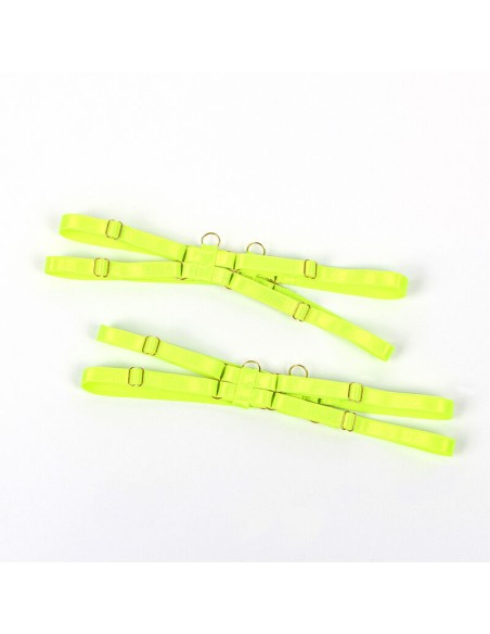 SUBBLIME - 955274 SET SUJETADOR CON COLLAR Y DETALLES PARA PIERNAS VERDE FLUORESCENTE S/M 