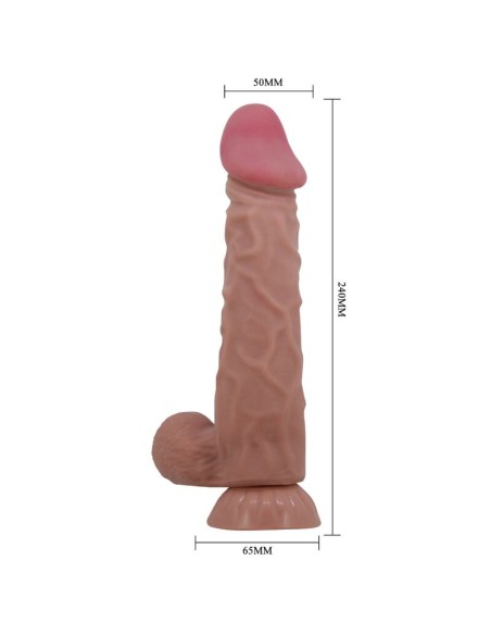 PRETTY LOVE - SLIDING SKIN SERIES DILDO REALÍSTICO CON VENTOSA PIEL DESLIZANTE MORENO 24 CM 