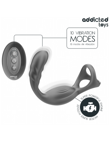 ADDICTED TOYS - ANILLO DOBLE VIBRADOR PROSTÁTICO CONTROL REMOTO 