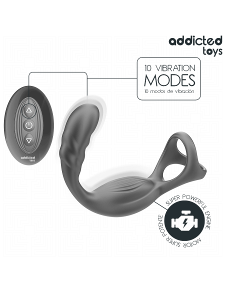 ADDICTED TOYS - ANILLO DOBLE VIBRADOR PROSTÁTICO CONTROL REMOTO 