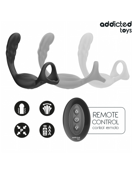 ADDICTED TOYS - ANILLO DOBLE VIBRADOR PROSTÁTICO CONTROL REMOTO 