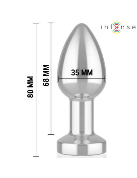 INTENSE - PLUG ANAL TALLA S DE METAL VIBRADOR CON LUCES LED MULTICOLOR Y CONTROL REMOTO 
