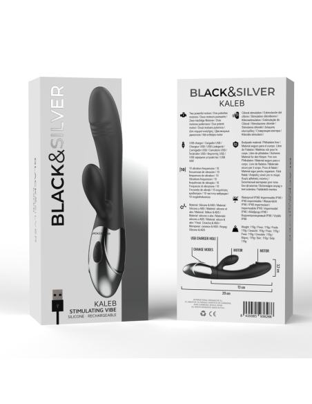BLACK&SILVER - KALEB VIBRADOR RABBIT SILICON MILTI FUNCION 