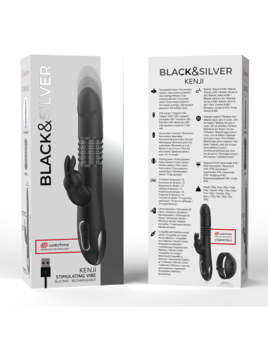 BLACK&SILVER - KENJI VIBRADOR RABBIT UP & DOWN + MANDO CONTROL REMOTO WATCHME 