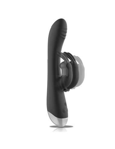 BLACK&SILVER - DJ. ADAM ESTIMULADOR RABBIT SILICONA RECARGABLE NEGRO 