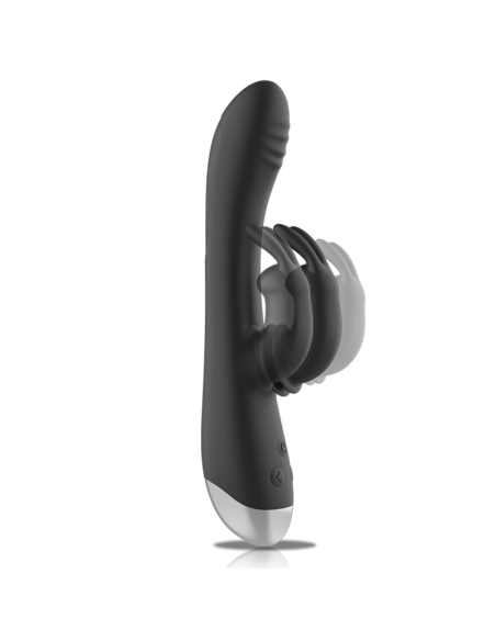 BLACK&SILVER - DJ. ADAM ESTIMULADOR RABBIT SILICONA RECARGABLE NEGRO 
