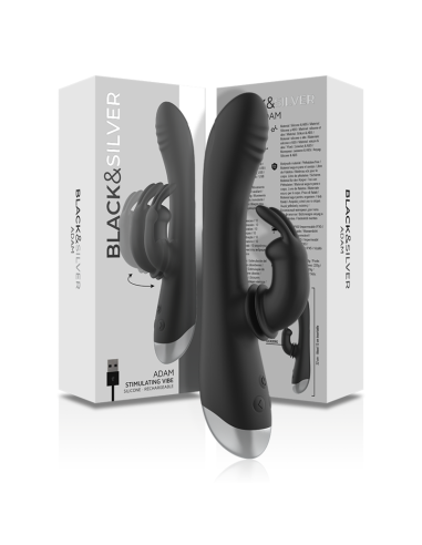 BLACK&SILVER - DJ. ADAM ESTIMULADOR RABBIT SILICONA RECARGABLE NEGRO 