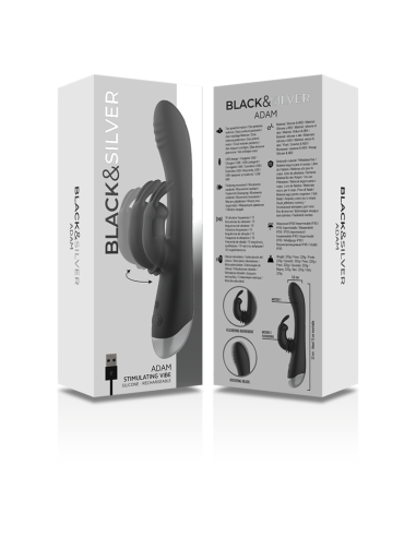 BLACK&SILVER - DJ. ADAM ESTIMULADOR RABBIT SILICONA RECARGABLE NEGRO 