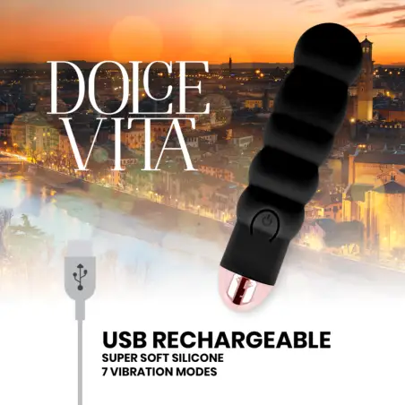 Vibrador Recargable Six Negro 7 Velocidades | Dolce Vita