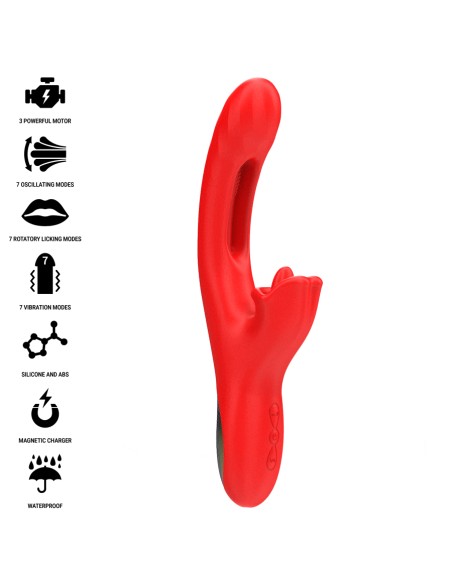 INTENSE - JESSICA VIBRADOR MULTIFUNCIÓN ESTIMULACIÓN CLÍTORIS 24.8 CM ROJO 
