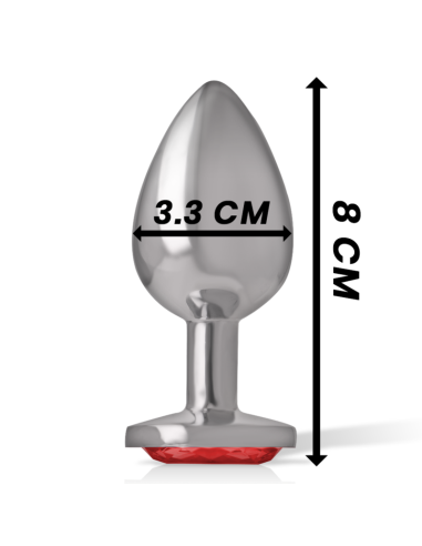 INTENSE - PLUG ANAL METAL CON CRISTAL ROJO TALLA M 