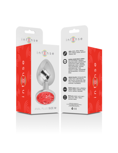 INTENSE - PLUG ANAL METAL CON CRISTAL ROJO TALLA M 