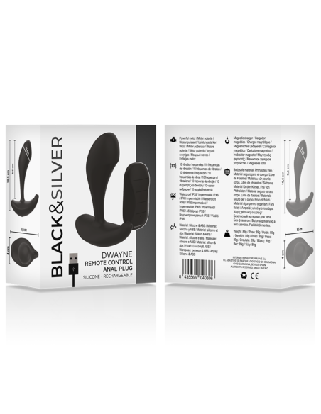 BLACK&SILVER - DWAYNE PLUG ANAL SILICONA CONTROL REMOTO 