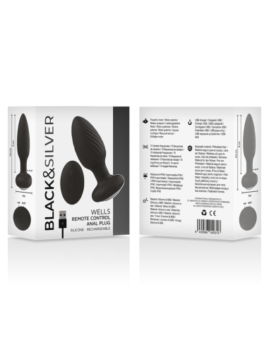BLACK&SILVER - WELLS PLUG ROTADOR ANAL SILICONA CONTROL REMOTO 