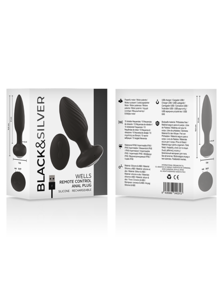 BLACK&SILVER - WELLS PLUG ROTADOR ANAL SILICONA CONTROL REMOTO 