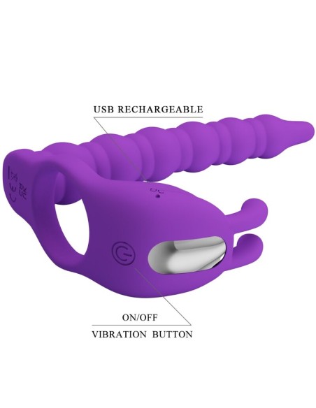 PRETTY LOVE - BLACKNEY ANILLO PENE CON PLUG VIBRADOR LILA 