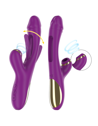 INTENSE - ATENEO VIBRADOR MULTIFUNCIÓN RECARGABLE 7 VIBRACIÓNES CON LENGUA OSCILANTE Y SUCCIONADOR MORADO 