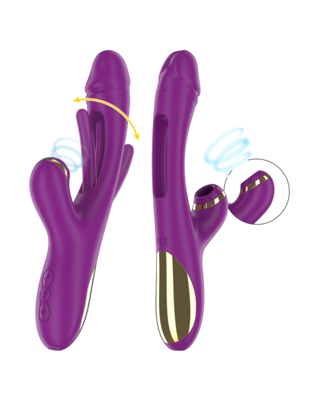 INTENSE - ATENEO VIBRADOR MULTIFUNCIÓN RECARGABLE 7 VIBRACIÓNES CON LENGUA OSCILANTE Y SUCCIONADOR MORADO 