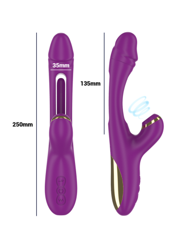 INTENSE - ATENEO VIBRADOR MULTIFUNCIÓN RECARGABLE 7 VIBRACIÓNES CON LENGUA OSCILANTE Y SUCCIONADOR MORADO 
