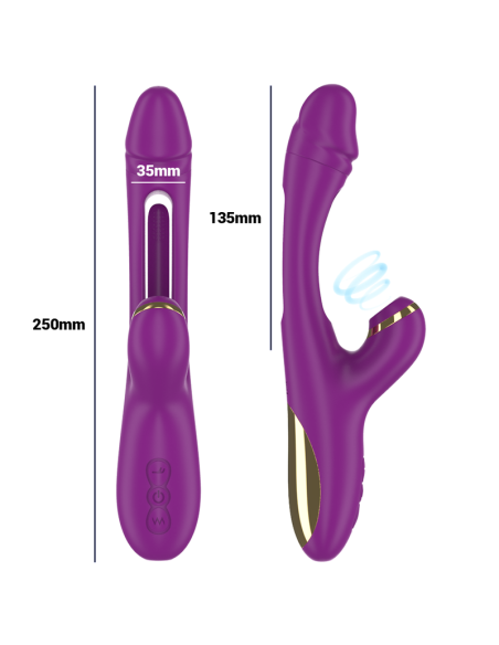 INTENSE - ATENEO VIBRADOR MULTIFUNCIÓN RECARGABLE 7 VIBRACIÓNES CON LENGUA OSCILANTE Y SUCCIONADOR MORADO 