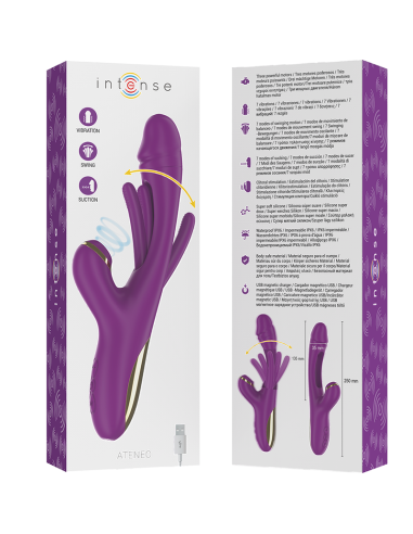 INTENSE - ATENEO VIBRADOR MULTIFUNCIÓN RECARGABLE 7 VIBRACIÓNES CON LENGUA OSCILANTE Y SUCCIONADOR MORADO 
