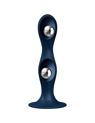 SATISFYER - DOUBLE BALL-R DILDO SILICONA AZUL 