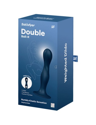 SATISFYER - DOUBLE BALL-R DILDO SILICONA AZUL 