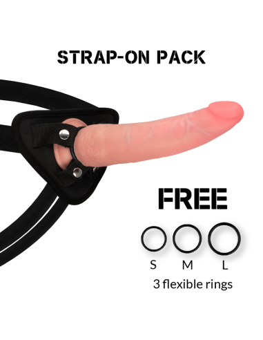 ROCKARMY - ARNÉS + DUAL DENSITY CRUSADER DILDO REALISTA 21.5 CM -O- 4.46 CM 