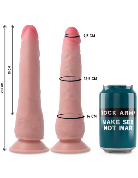 ROCKARMY - ARNÉS + DUAL DENSITY CRUSADER DILDO REALISTA 21.5 CM -O- 4.46 CM 