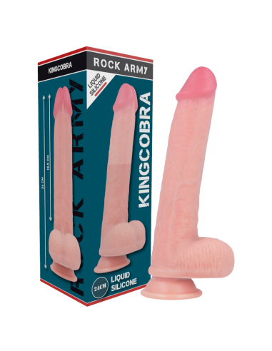 ROCKARMY - ARNÉS + LIQUID SILICONE DILDO PREMIUM KINGCOBRA 24 CM -O- 4.77 CM 